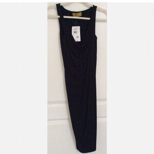 NWT Nicole Miller Nordstrom Black Cowl Neck Knee Length Dress Size 4 $290